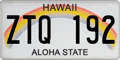 HI license plate ZTQ192