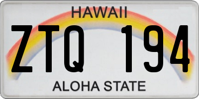 HI license plate ZTQ194