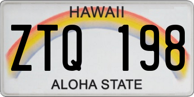 HI license plate ZTQ198