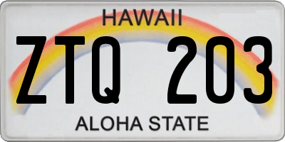HI license plate ZTQ203