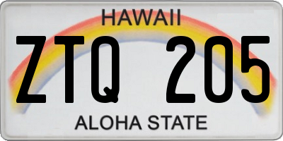HI license plate ZTQ205