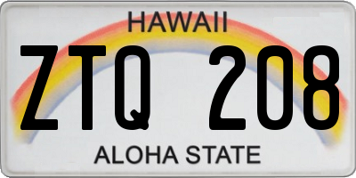 HI license plate ZTQ208