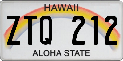 HI license plate ZTQ212