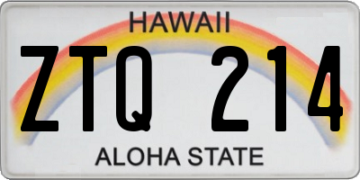 HI license plate ZTQ214