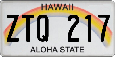 HI license plate ZTQ217