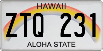 HI license plate ZTQ231