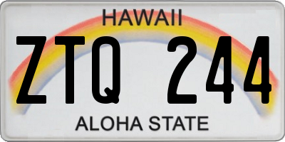 HI license plate ZTQ244