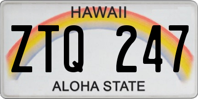 HI license plate ZTQ247