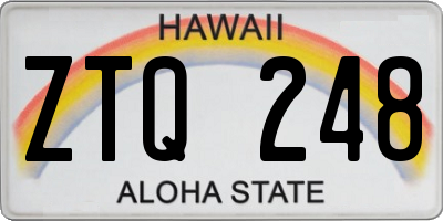 HI license plate ZTQ248