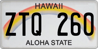 HI license plate ZTQ260