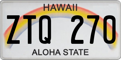 HI license plate ZTQ270