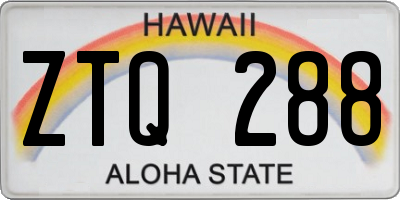 HI license plate ZTQ288
