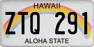 HI license plate ZTQ291