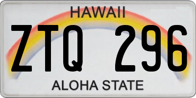 HI license plate ZTQ296
