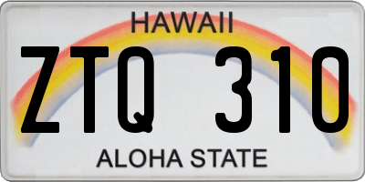 HI license plate ZTQ310
