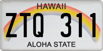 HI license plate ZTQ311