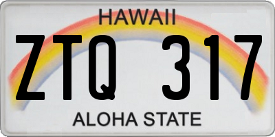 HI license plate ZTQ317