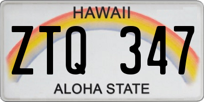 HI license plate ZTQ347