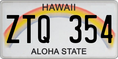 HI license plate ZTQ354