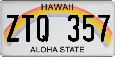 HI license plate ZTQ357