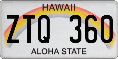 HI license plate ZTQ360