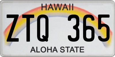 HI license plate ZTQ365