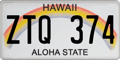 HI license plate ZTQ374