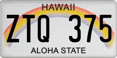 HI license plate ZTQ375