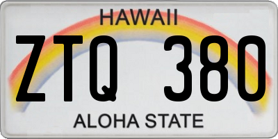 HI license plate ZTQ380