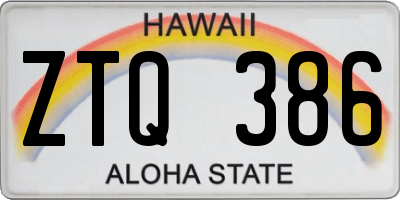 HI license plate ZTQ386