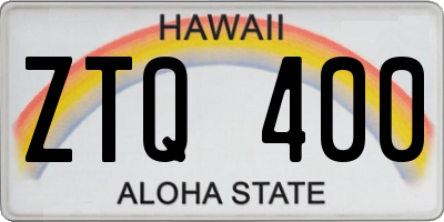 HI license plate ZTQ400