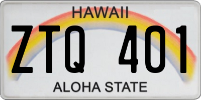 HI license plate ZTQ401