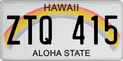 HI license plate ZTQ415