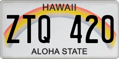 HI license plate ZTQ420