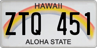 HI license plate ZTQ451