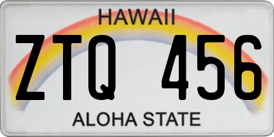HI license plate ZTQ456