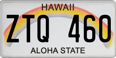 HI license plate ZTQ460