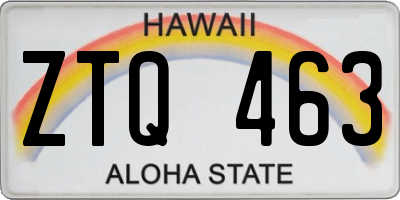 HI license plate ZTQ463