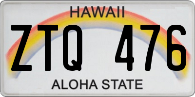 HI license plate ZTQ476