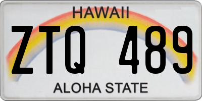 HI license plate ZTQ489