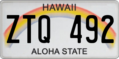 HI license plate ZTQ492