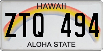 HI license plate ZTQ494