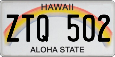 HI license plate ZTQ502