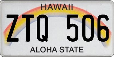 HI license plate ZTQ506