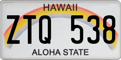 HI license plate ZTQ538
