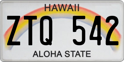 HI license plate ZTQ542