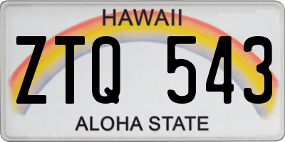 HI license plate ZTQ543
