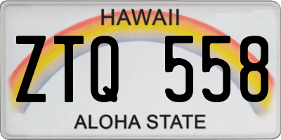 HI license plate ZTQ558