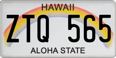 HI license plate ZTQ565