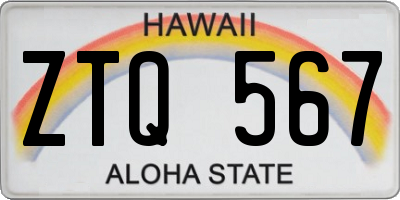 HI license plate ZTQ567